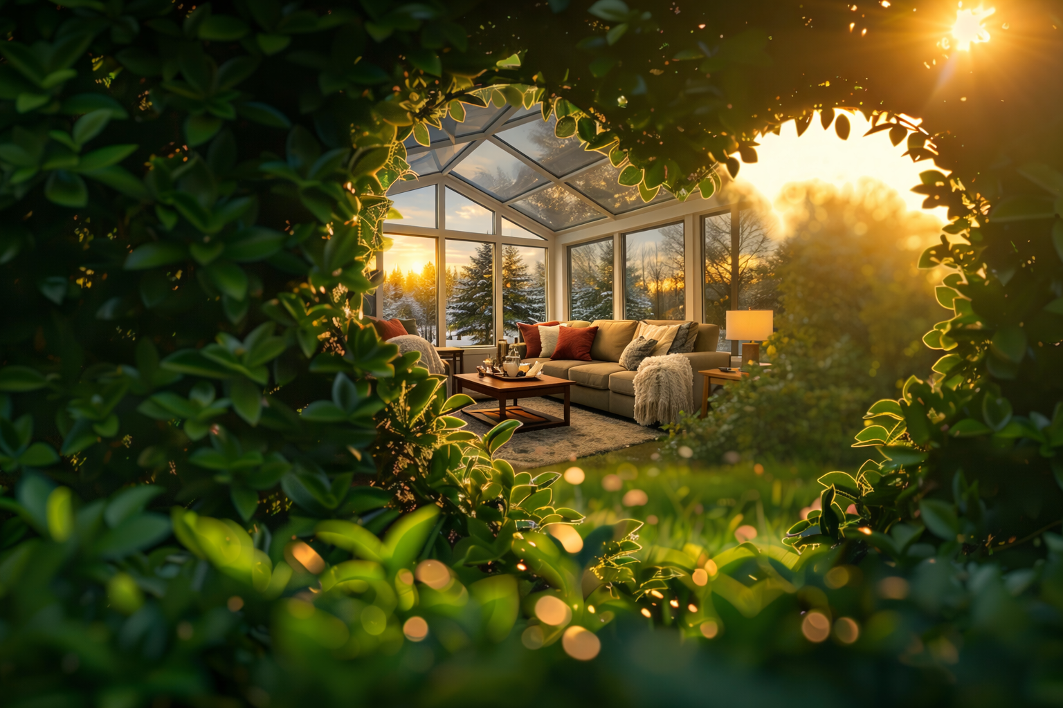 Four Seasons freestanding patio cover / sunroom structure with footings