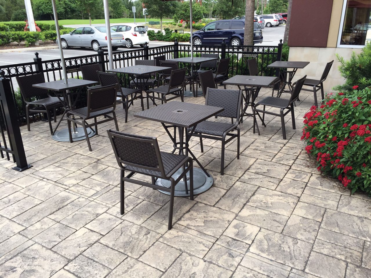 Solomon Colors Brickform stamped concrete slate pattern poolside